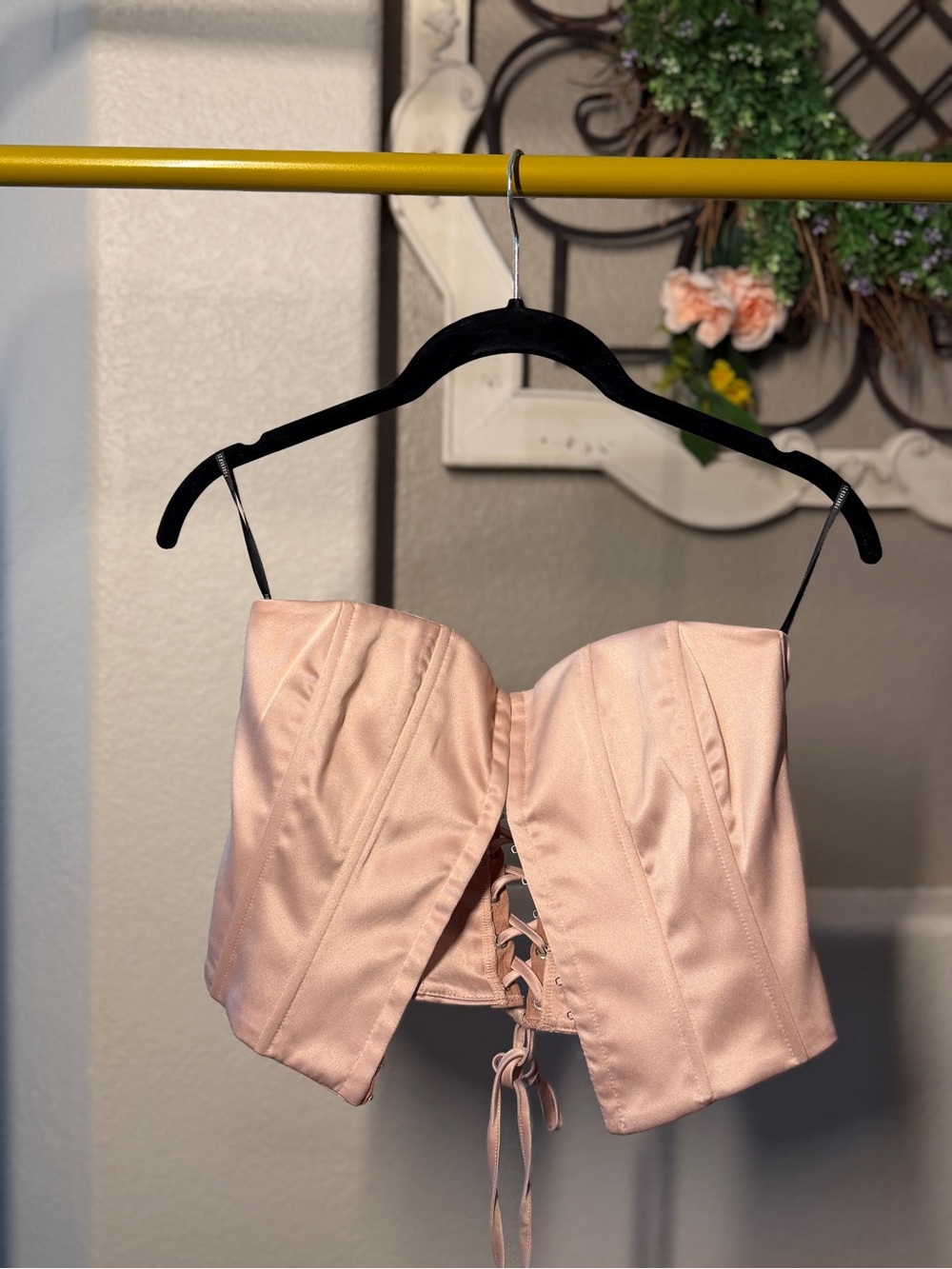 Forever 21 Blush Pink Satin Lace-Up Bustier
